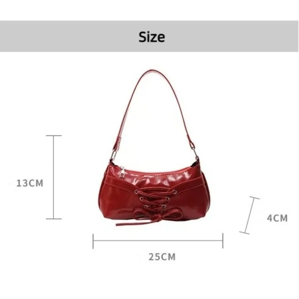 Bolso de hombro en cuero PU para mujer con lazo moda y color sólido - imagen 5