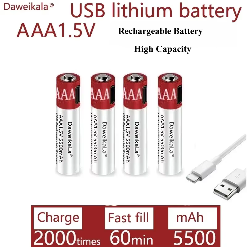 Batería recargable AAA USB para mando a distancia ratón inalámbrico - imagen 2