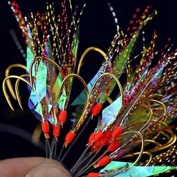 Flash arcoíris material para alas traseras brillantes moscas