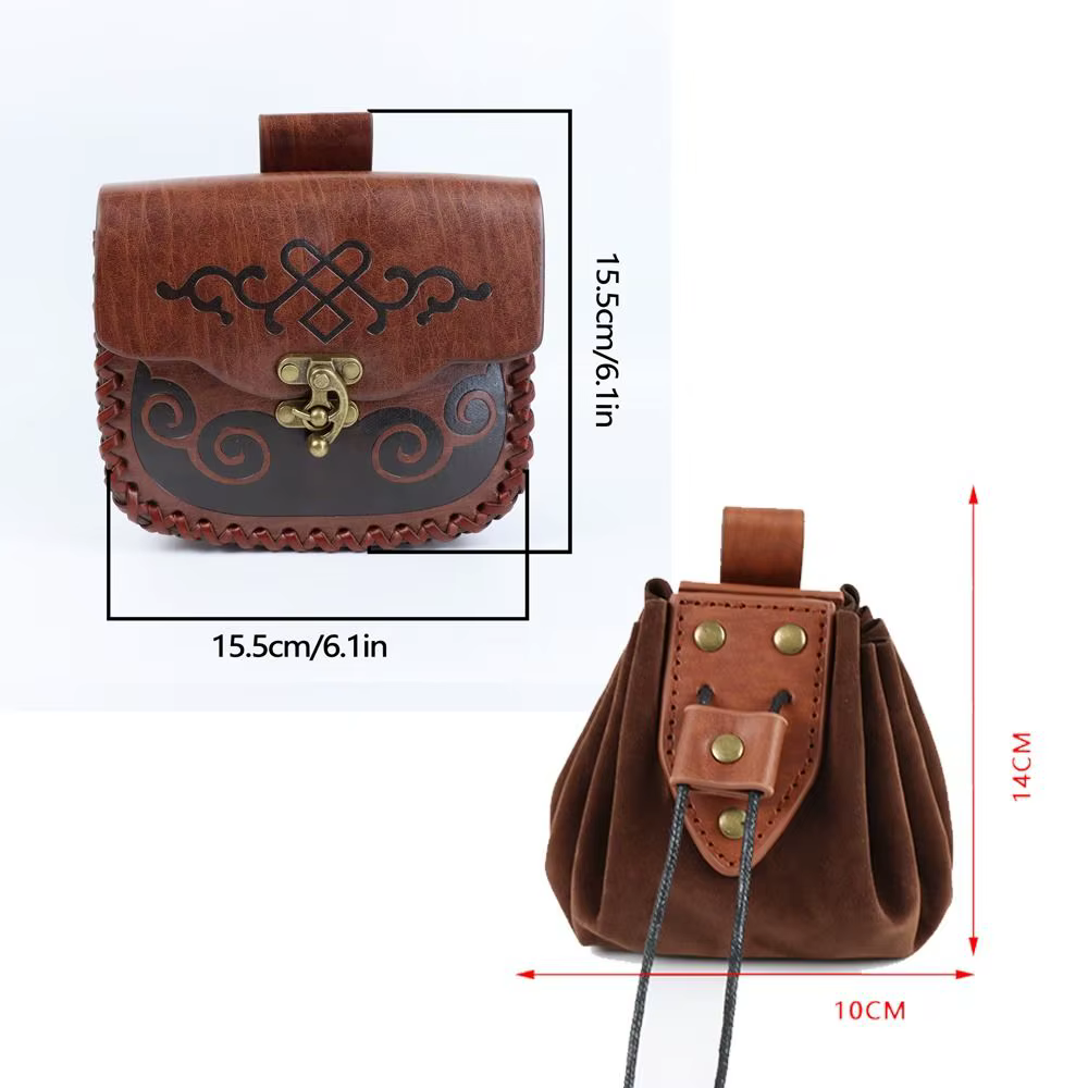 Riñonera de cuero estilo vikingo para festivales y disfraces - imagen 4