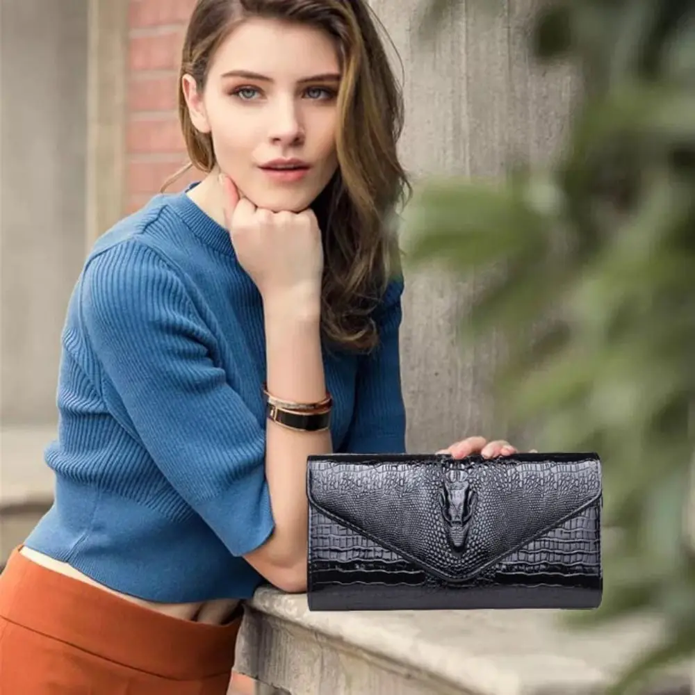 Bolso bandolera de PU con cadena estilo cocodrilo, gran capacidad - imagen 3