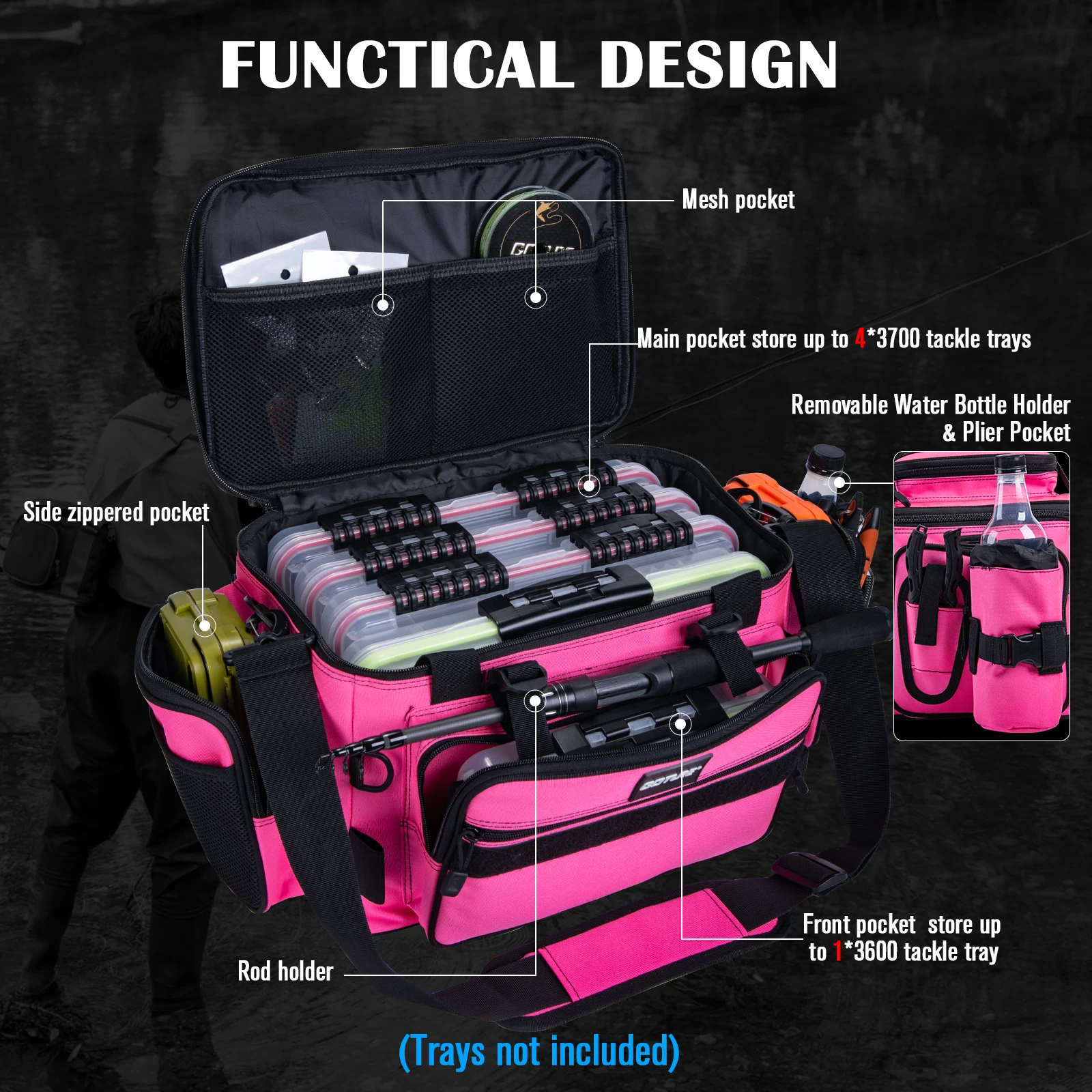 Goture Bolsa de pesca impermeable – Mochila táctica gran capacidad - imagen 2