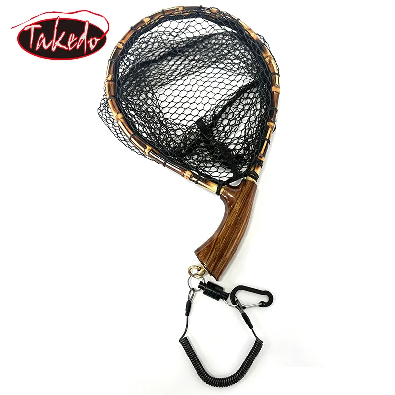 Red de pesca TAKEDO de ébano con mango curvo para truchas - imagen 4