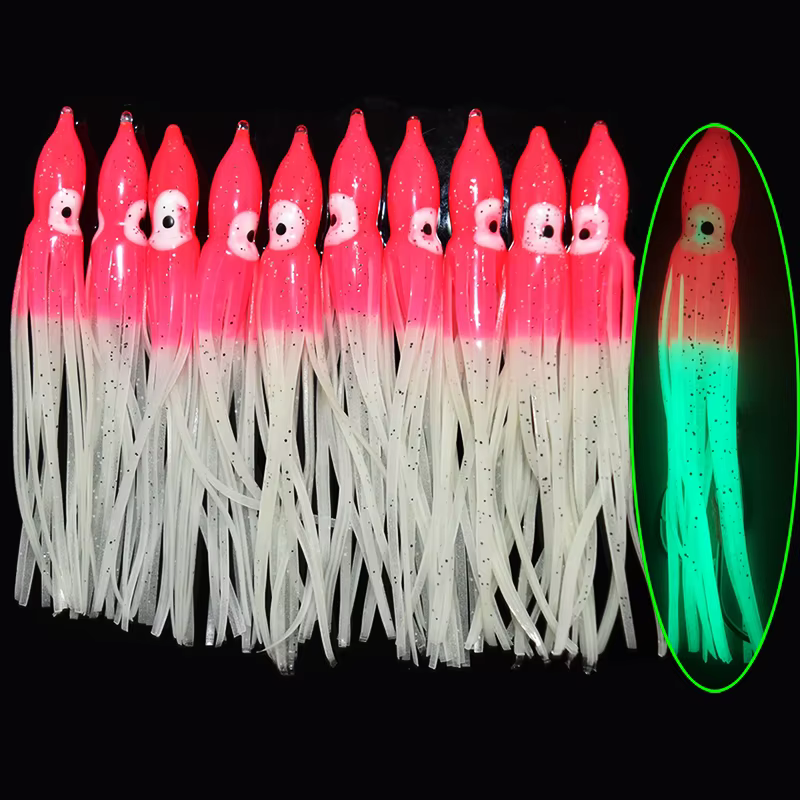 Señuelos pesca luminosos suaves calamar pulpo lubina salmón trucha - imagen 5