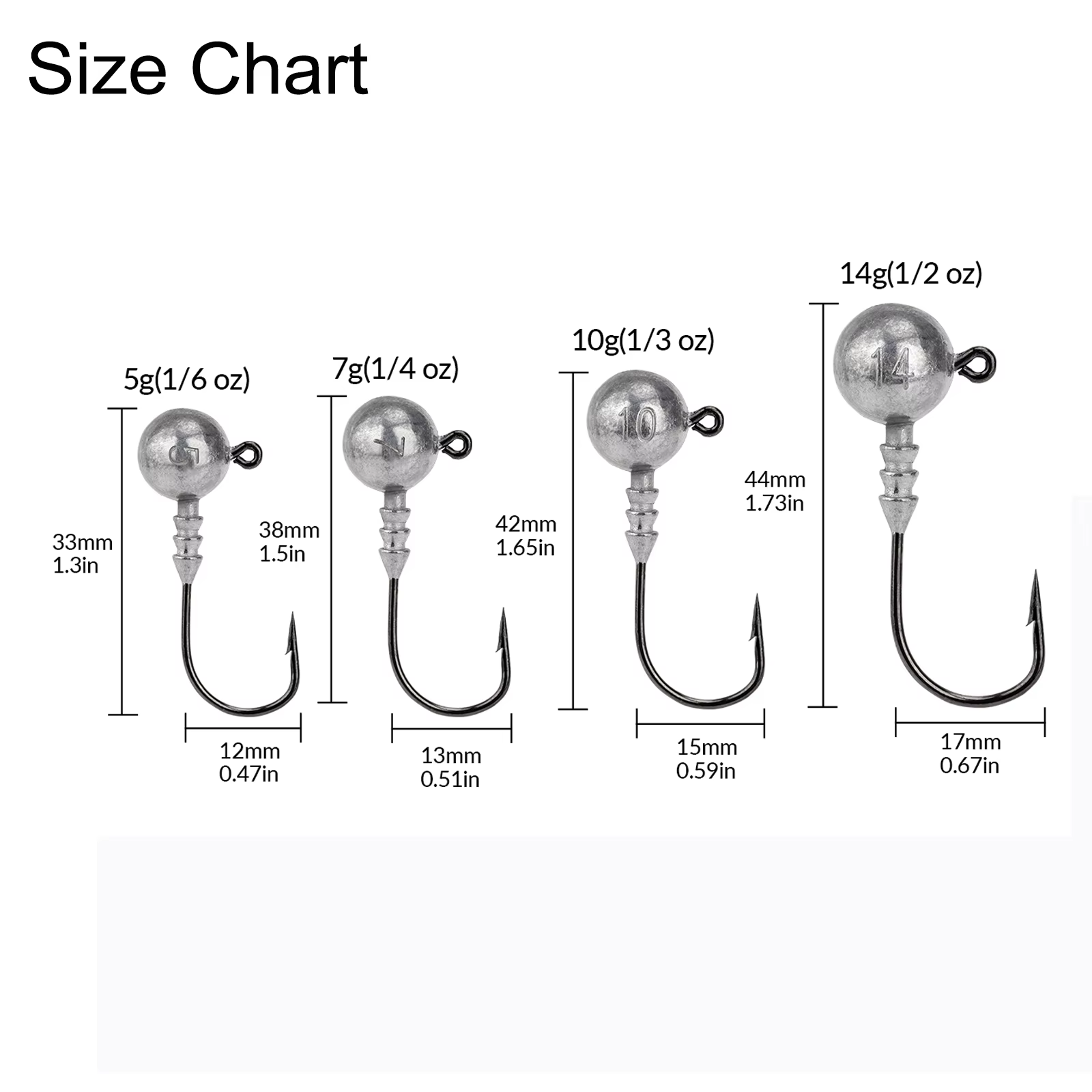 Anzuelos Jig Head con Púas 7/10/14g – Cabeza Bola para Vinilo Lubina - imagen 4