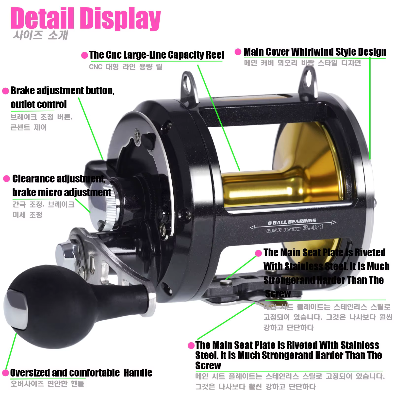 Carrete Jigging Tambor TR12000 – Arrastre de gran capacidad - imagen 3
