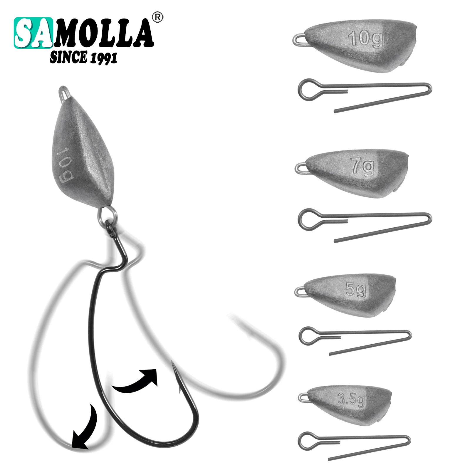 SAMOLLA Jig Head profundo con vástago bala y plomos giratorios - imagen 4