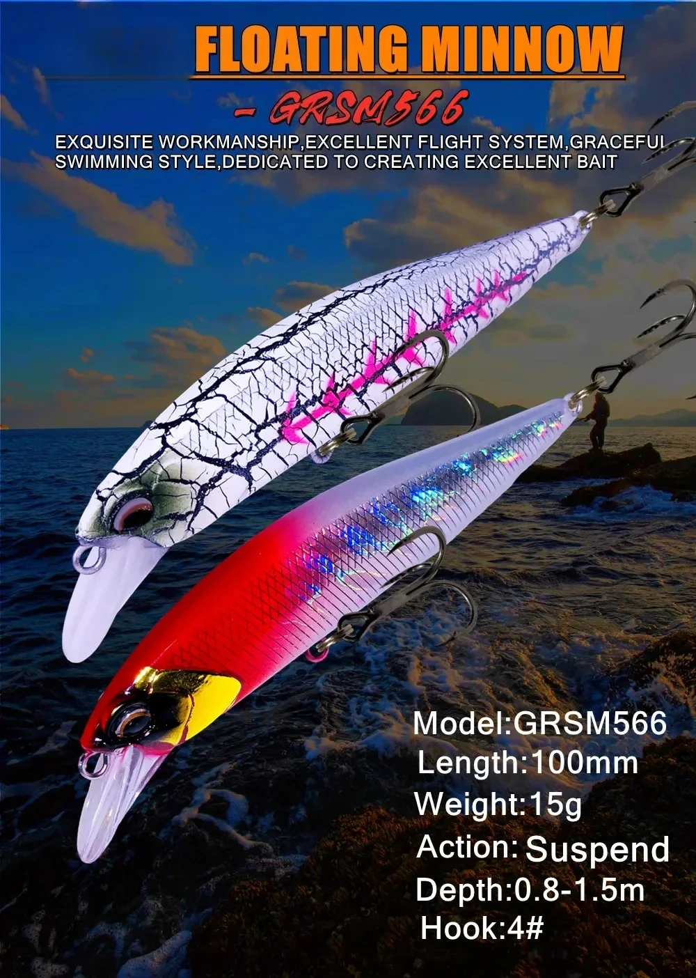 Wobbler minnow crank 100mm 15g