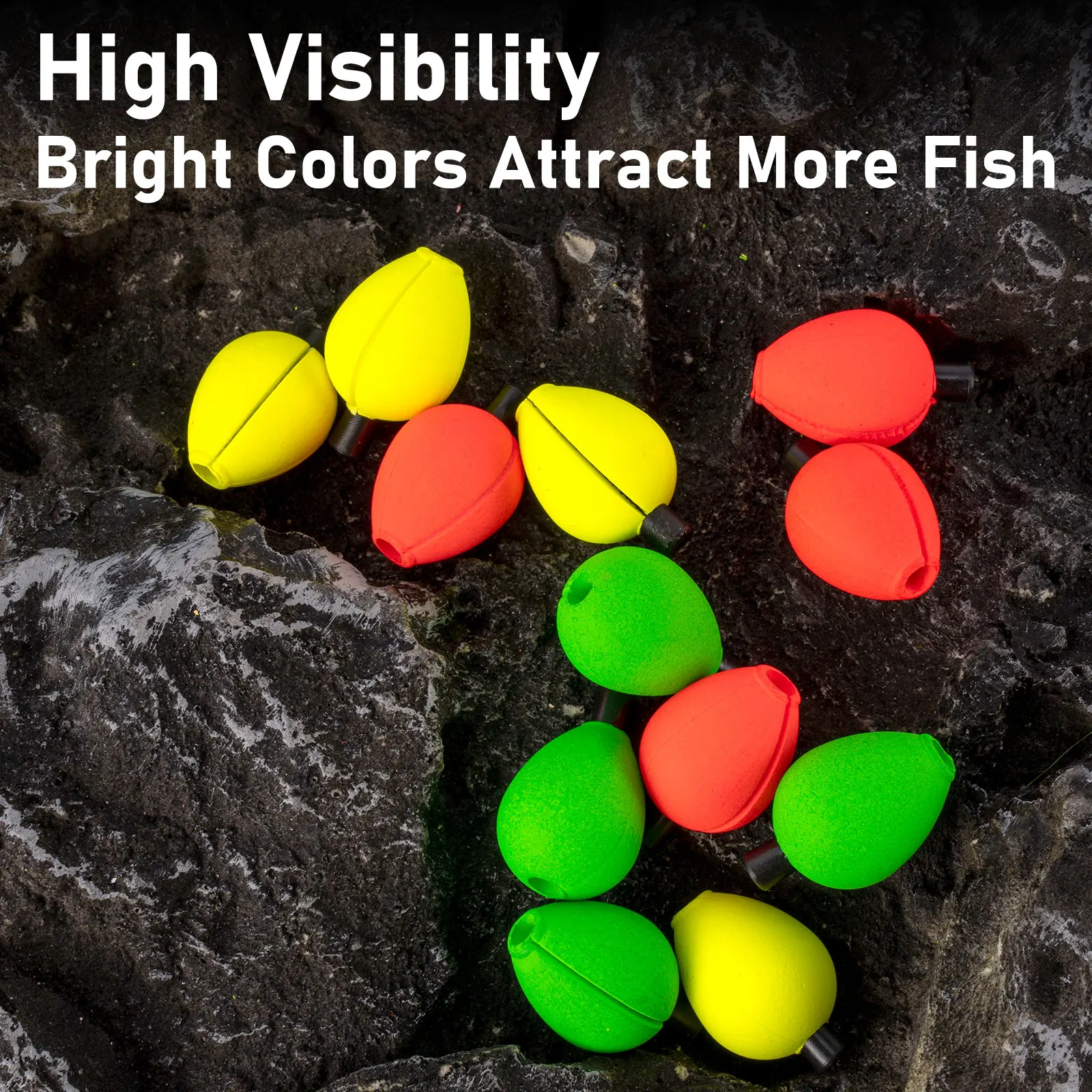 Conjunto de 20 indicadores de bobber con tapones negros