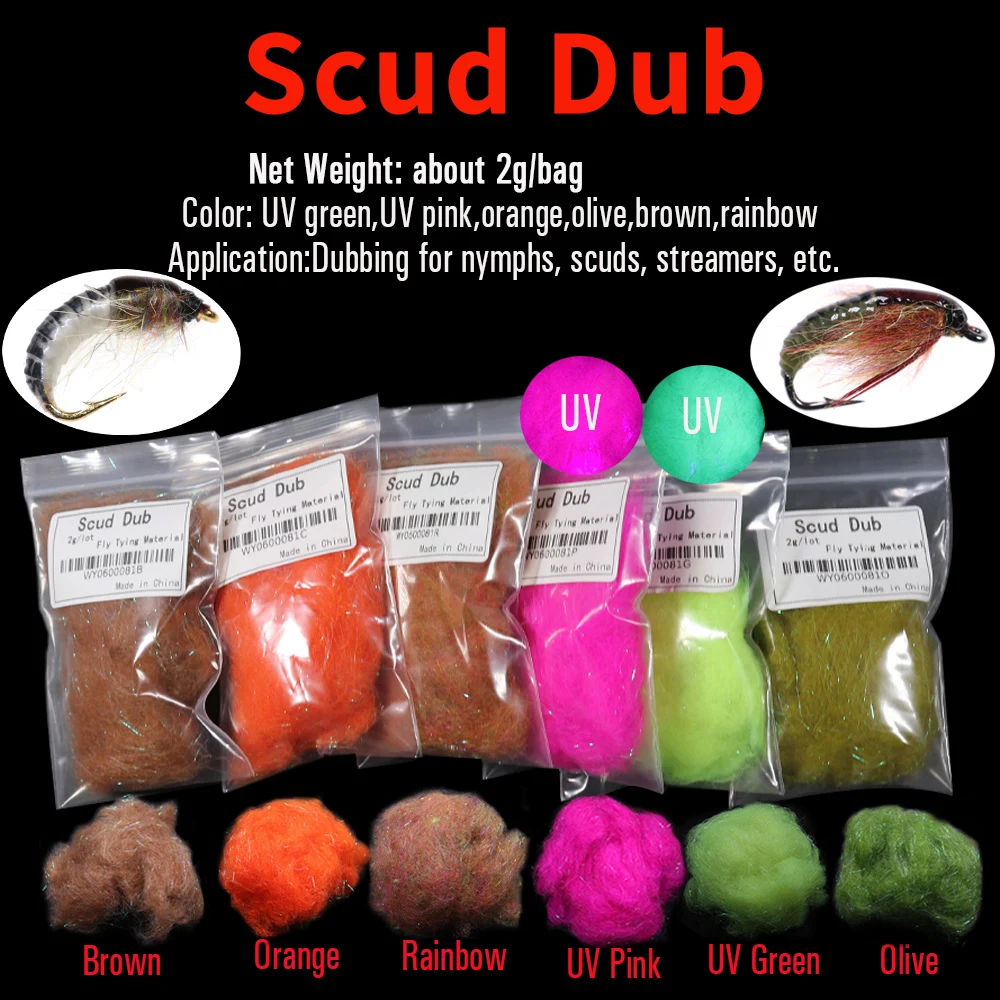 Vtwins Hareline Ice Dub Scud holográfico para atado de ninfas Minnow - imagen 3