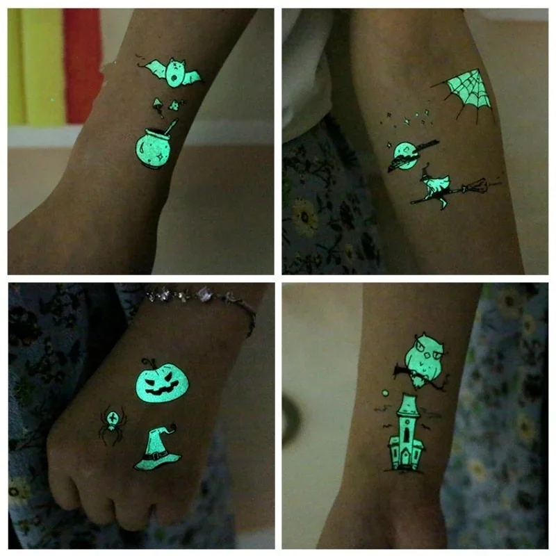 Pegatinas tatuaje luminosas Halloween impermeables – terror divertido - imagen 2