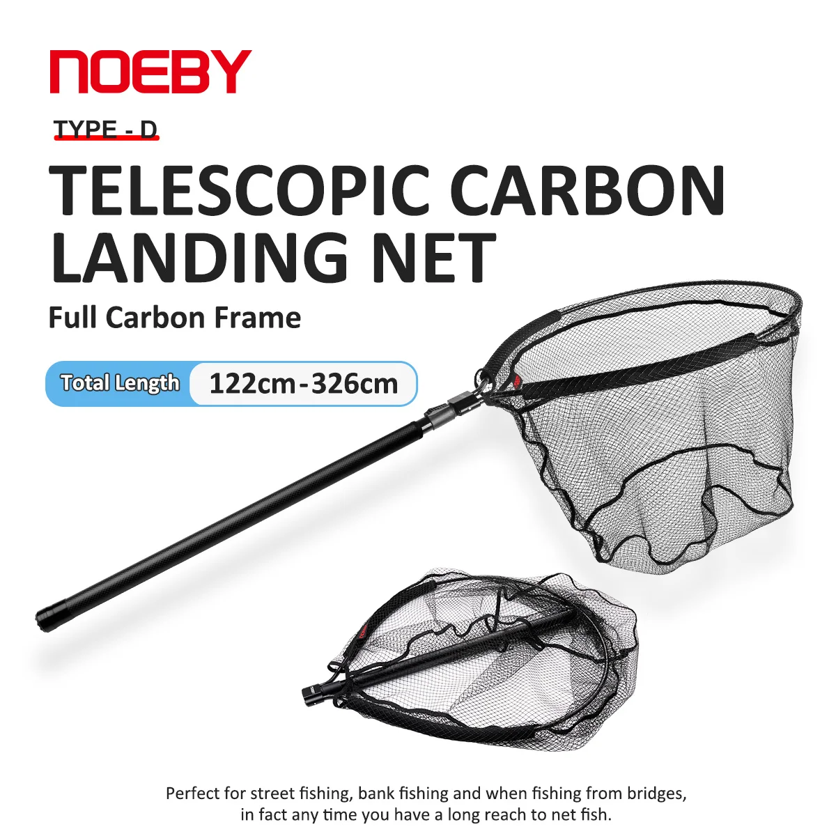Noeby Red de aterrizaje carbono completo plegable flotante telescópica - imagen 3