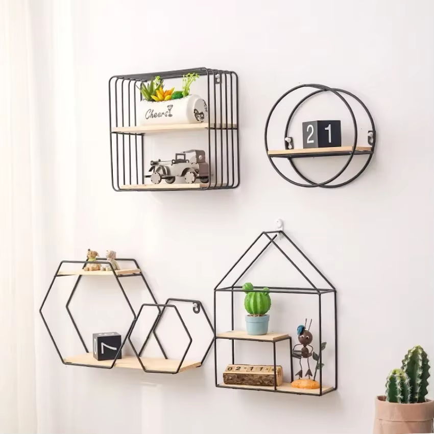 Estante de pared nórdico de metal y hierro para almacenamiento - imagen 5