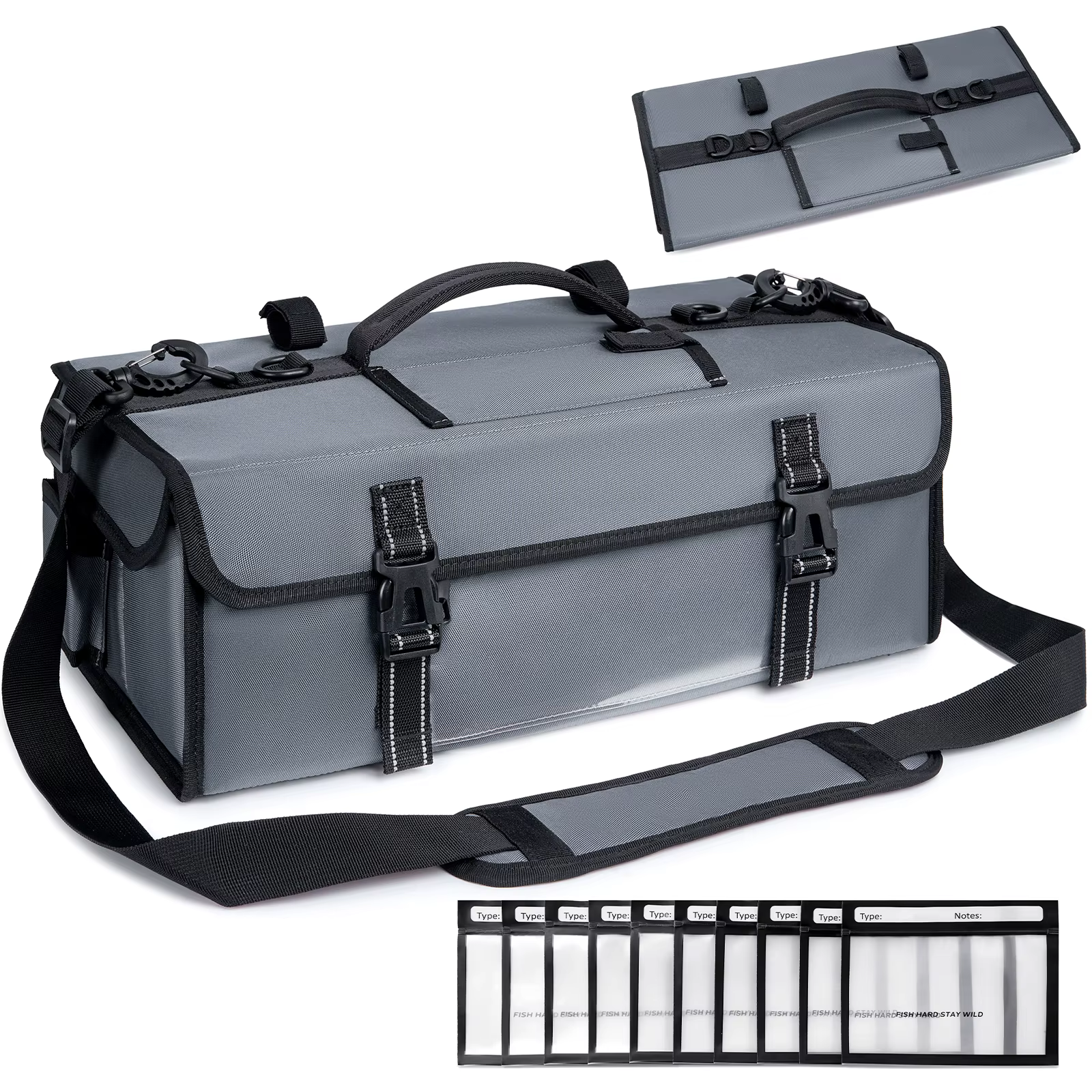 Bolsa transparente organizadora para vinilos y aparejos de pesca