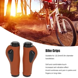 Empuñaduras de cuero para bicicleta con doble bloqueo ergonómico