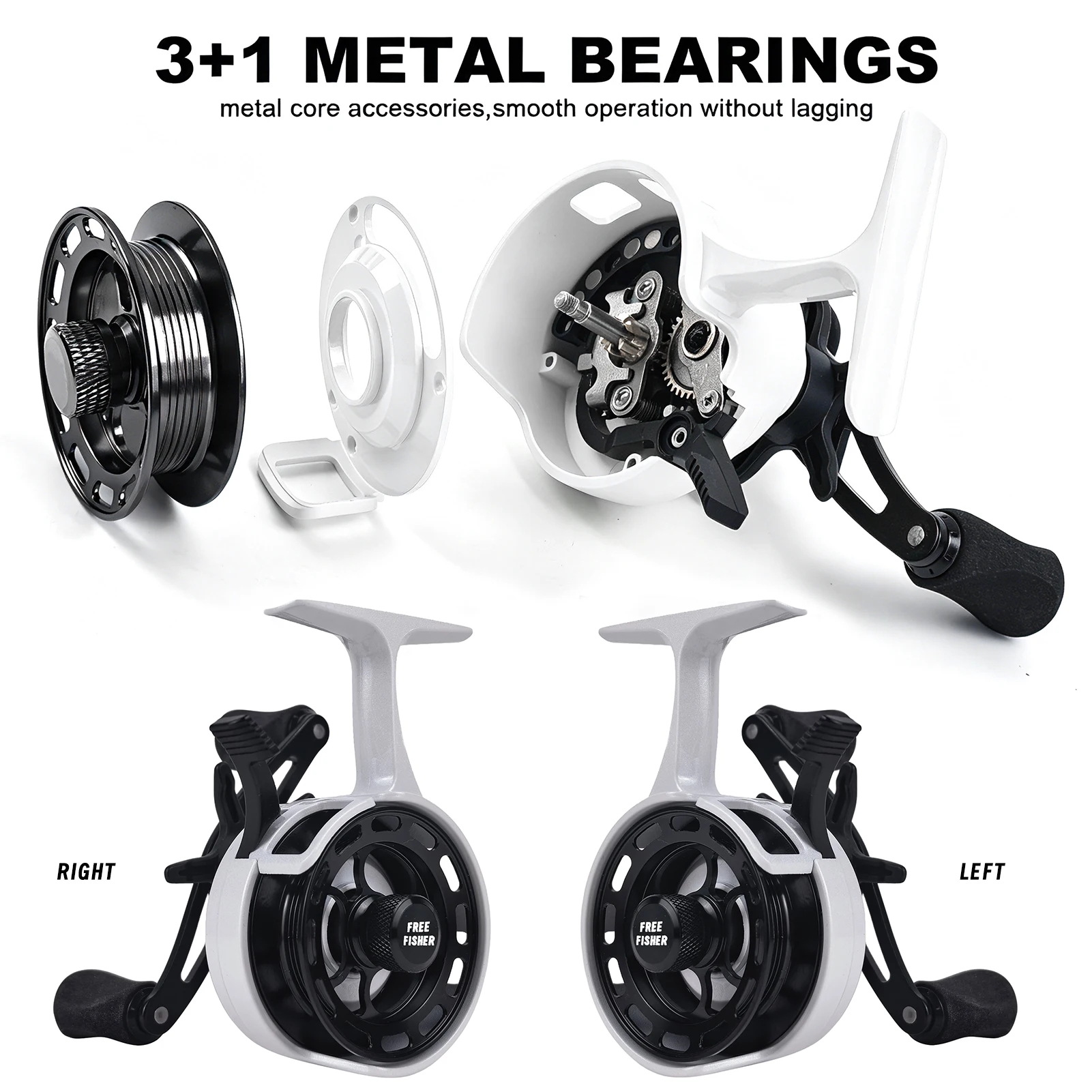Carrete de pesca en hielo Free Fisher, suave de metal - imagen 3