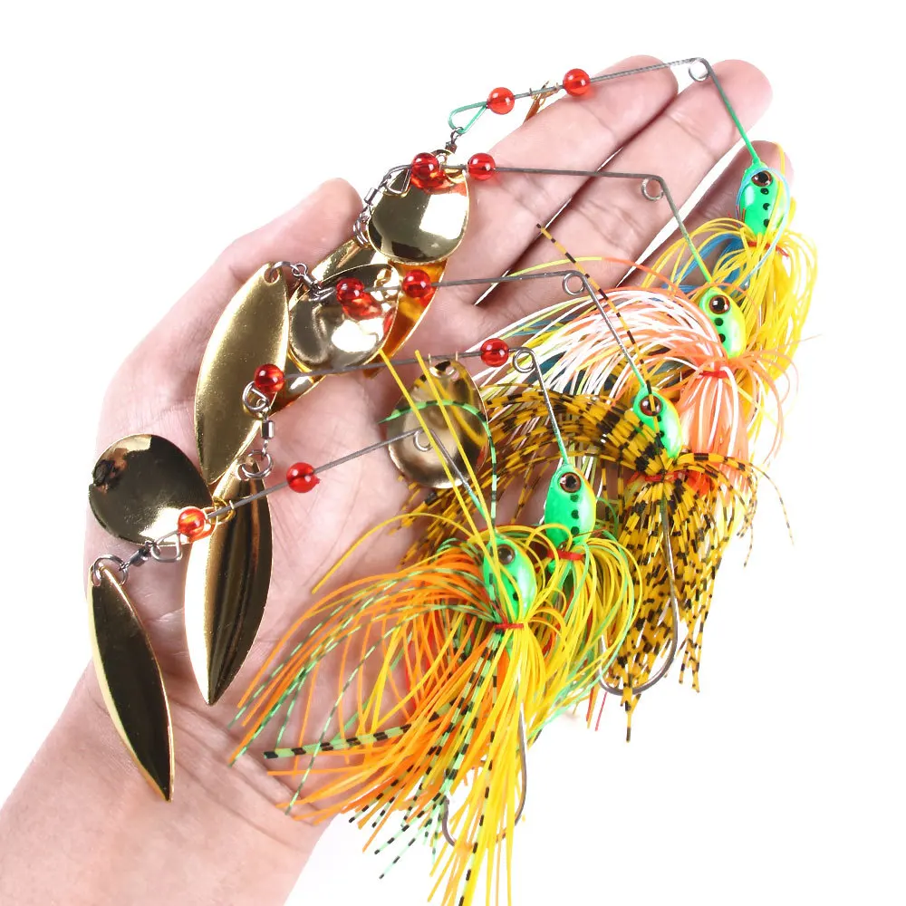 Spinnerbait de metal para lucio con cuchara y doble anzuelo giratorio - imagen 2