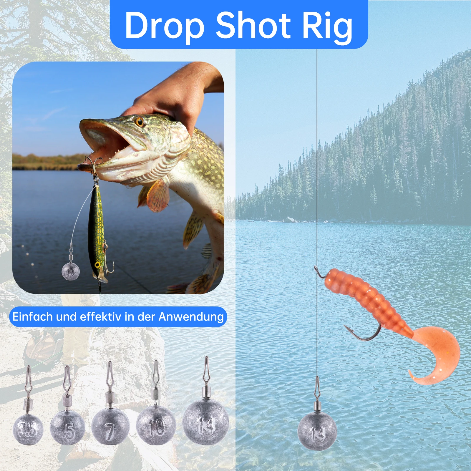 Plomos Drop Shot esféricos con eslabón giratorio para lubina - imagen 5