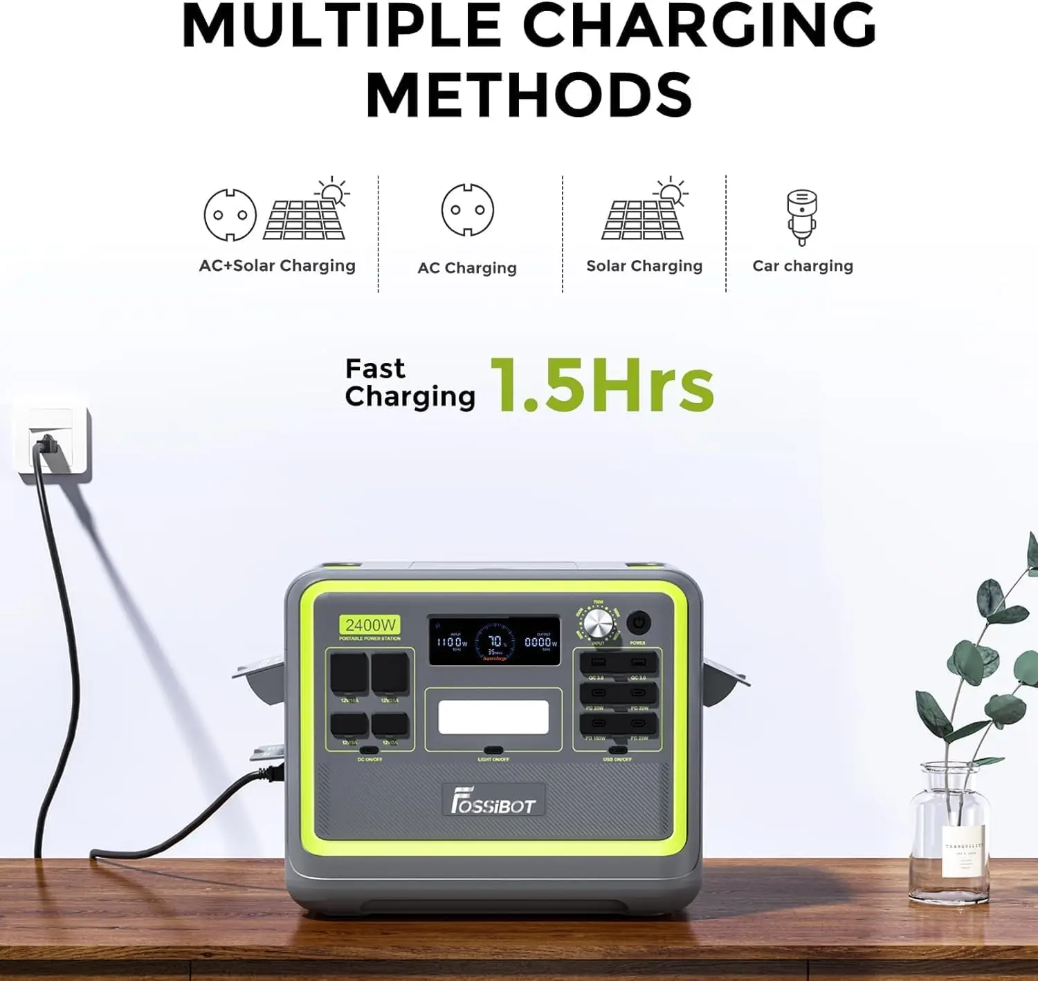 FOSSiBOT F2400 estación de energía portátil con panel solar 200 W - imagen 4