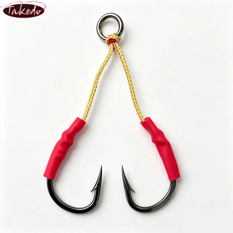TAKEDO Anzuelos dobles jigging acero alto carbono con anilla sólida - imagen 4