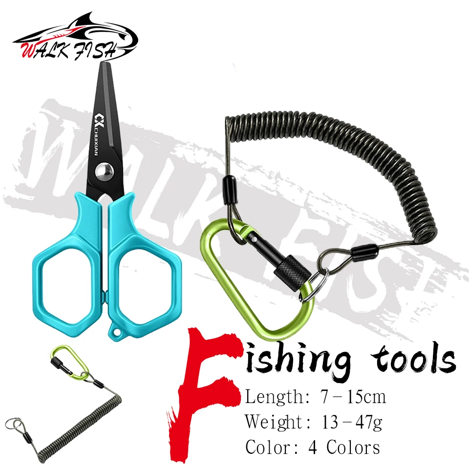 Tijeras de pesca Walk Fish con cordón antipérdida