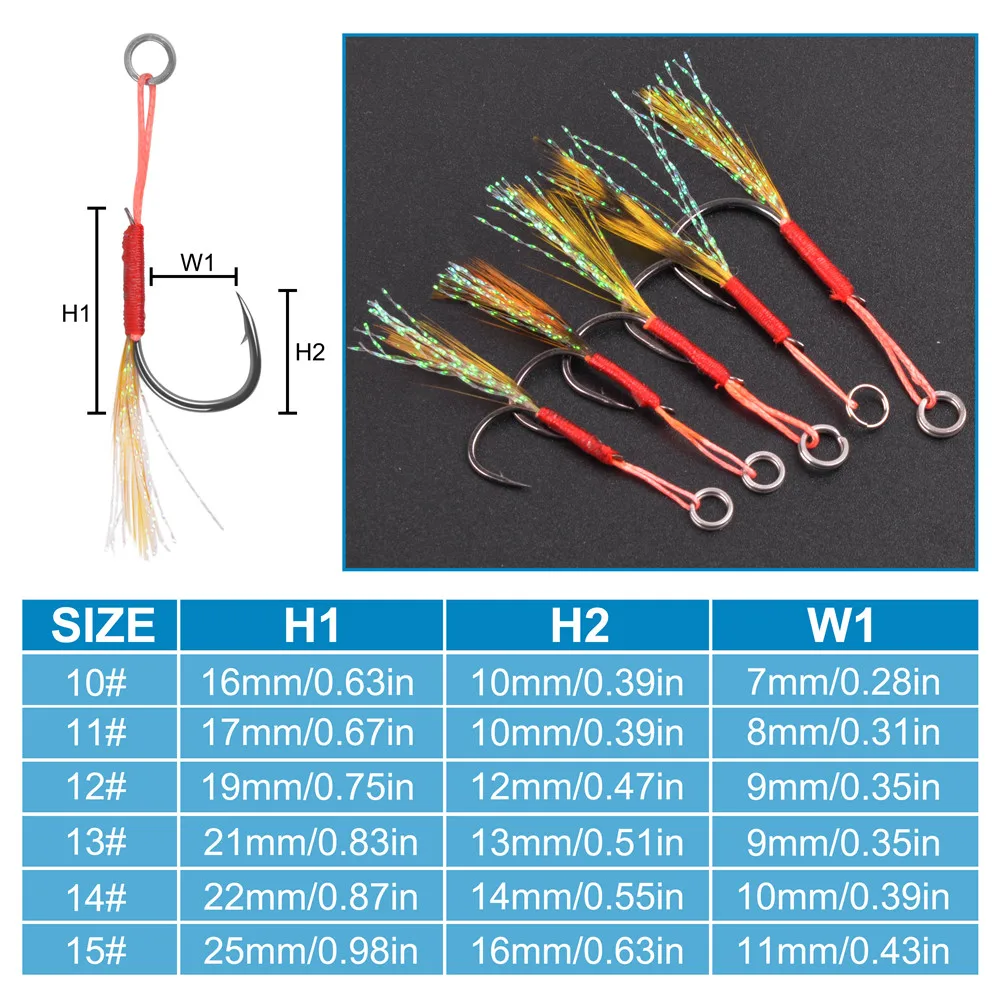 Anzuelos de ayuda para jigging en agua salada con anillos divididos