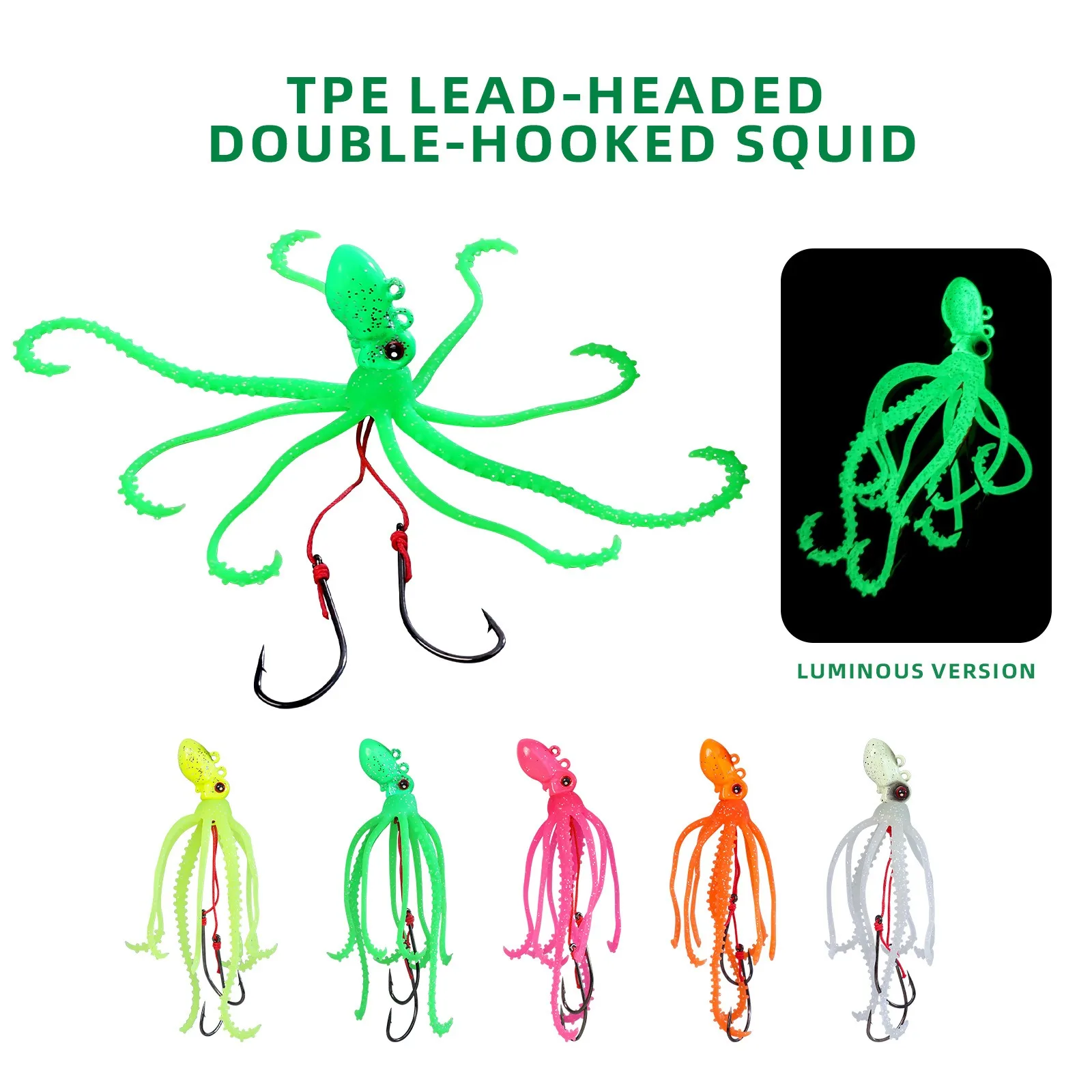Señuelo pulpo luminoso en TPE para pesca profunda