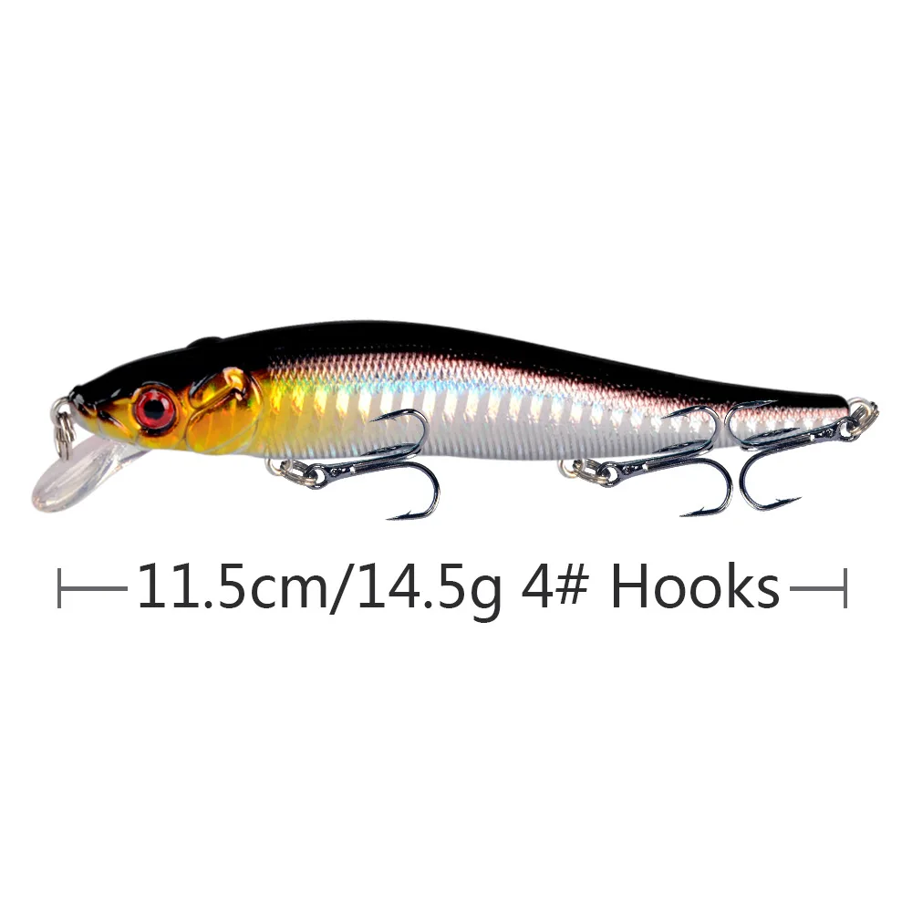 Minnow Crankbait con anzuelos triples – Ojos duros 3D para lucio - imagen 5