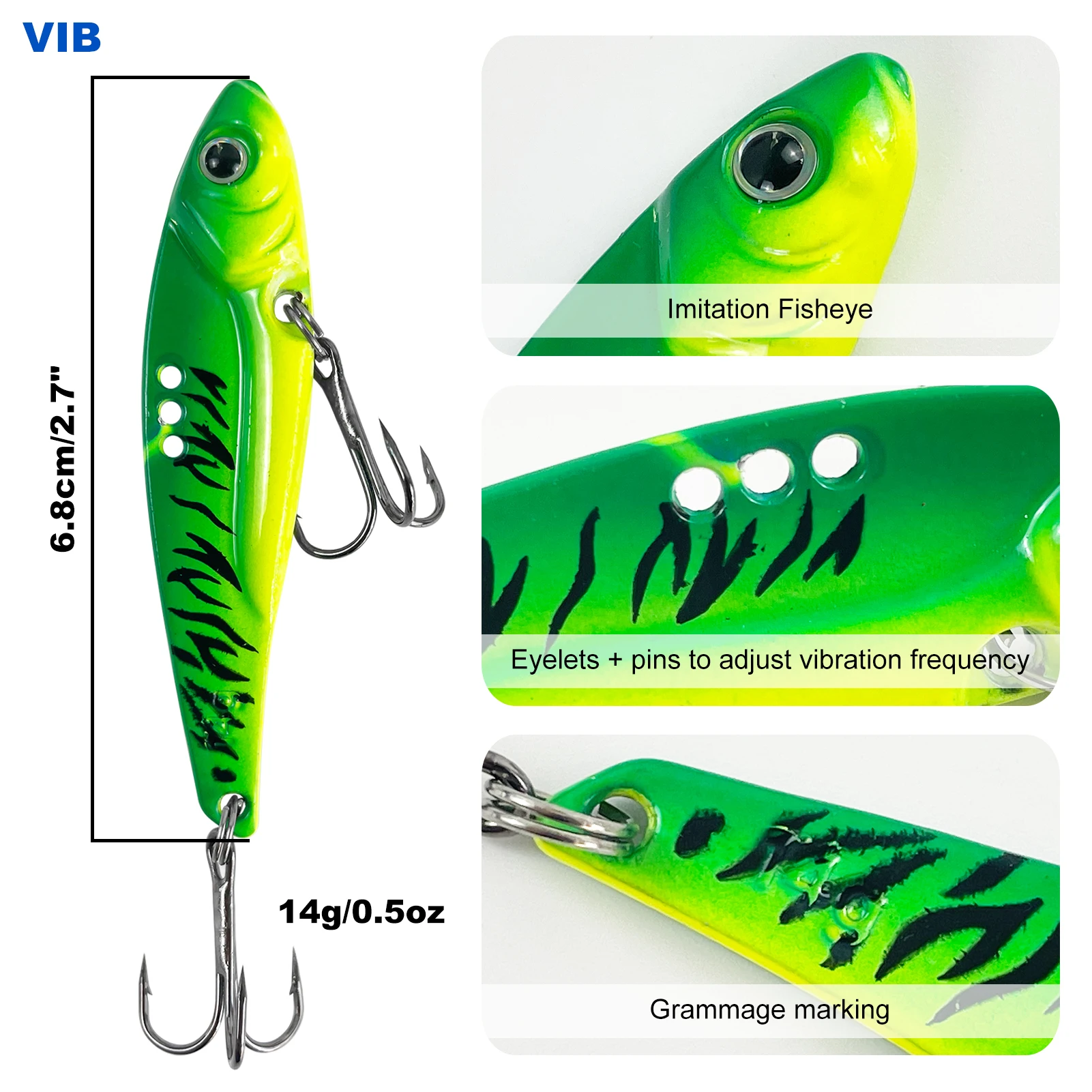 Kit de señuelos metálicos Vib FREE FISHER para pesca - imagen 3