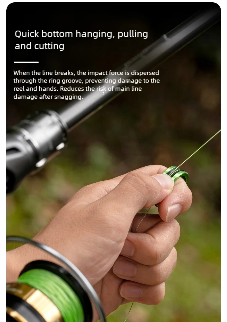 Anillo de aleación junto a carrete de pesca