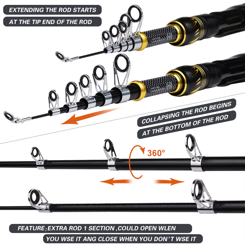 Proberos Kit combinado carrete giratorio y caña giratoria pesca - imagen 5