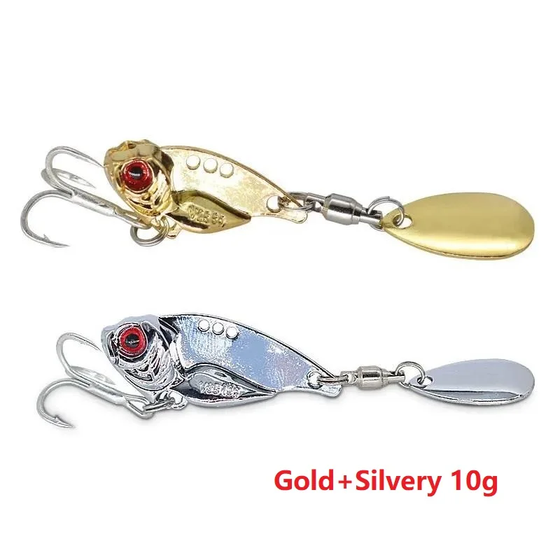 Señuelo VIB de metal dorado y plateado con lentejuelas giratorias - imagen 2