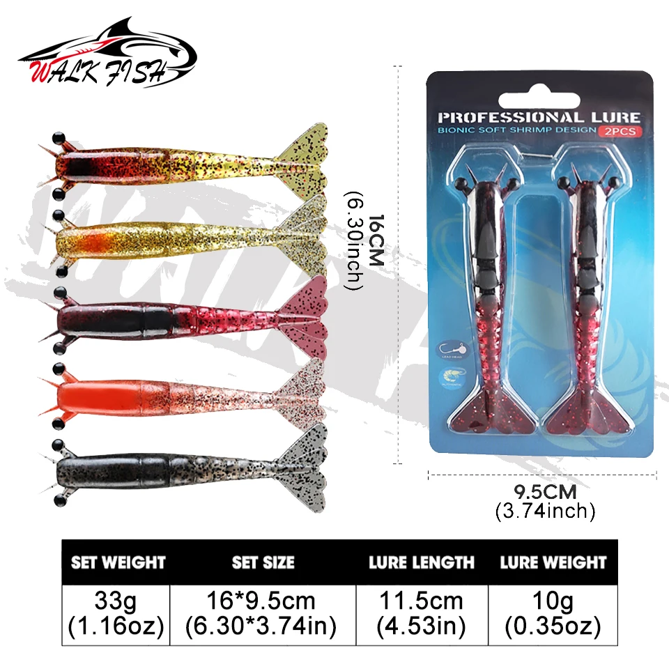 Señuelo de camarón para pesca marina y agua dulce