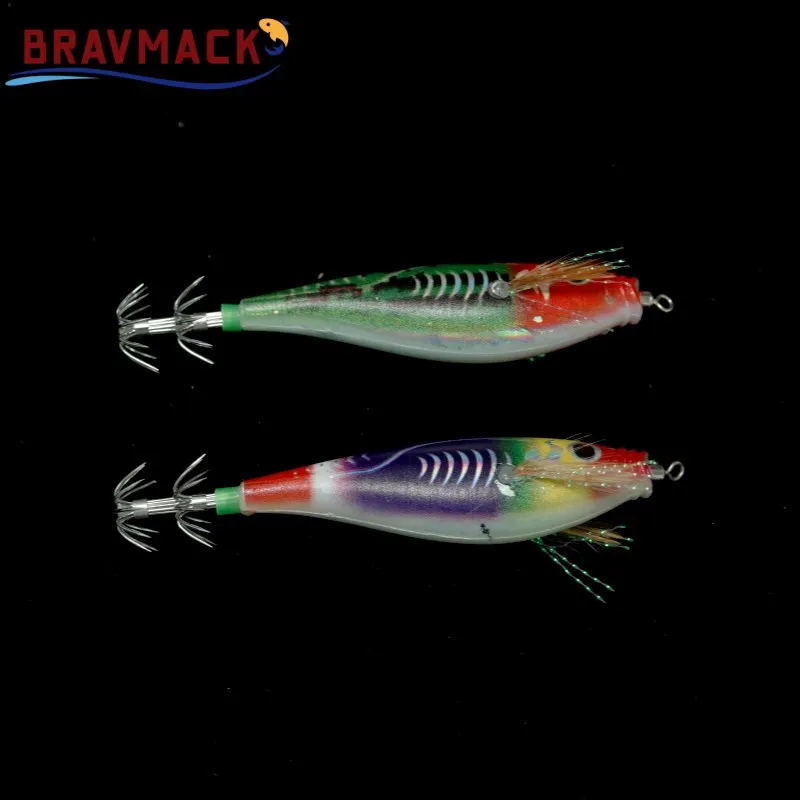 BRAVMACK jig luminoso arcoíris laser glow para calamar en agua salada - imagen 2