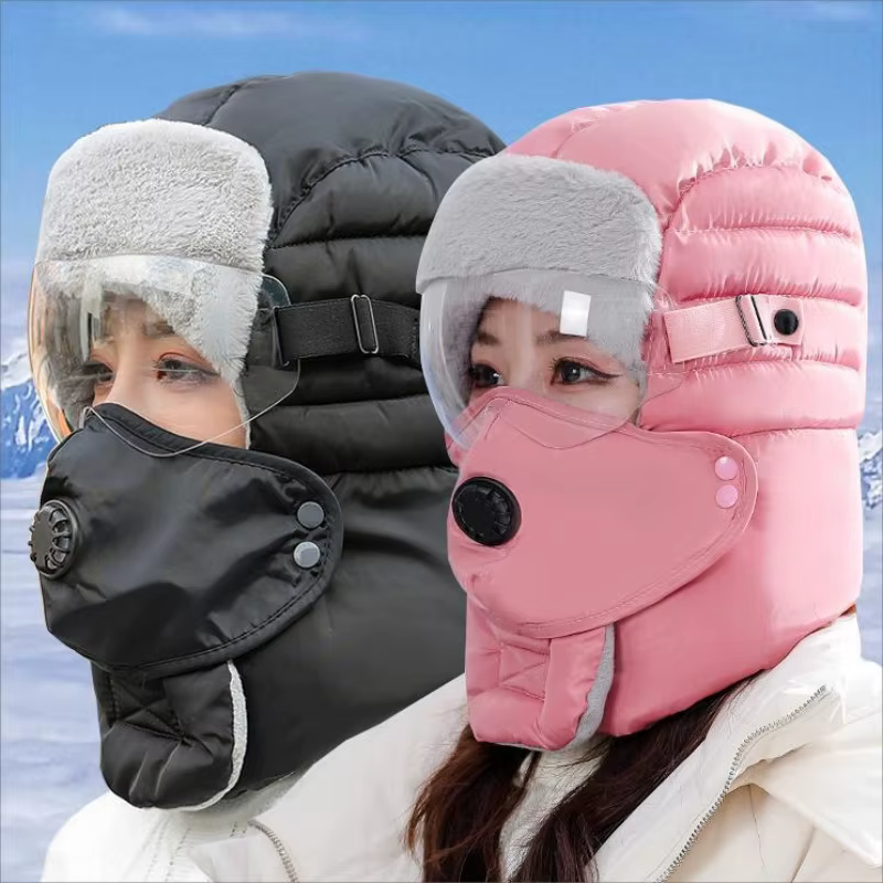 Lei Feng Gorro de pesca invierno lana antiviento gafas mascara
