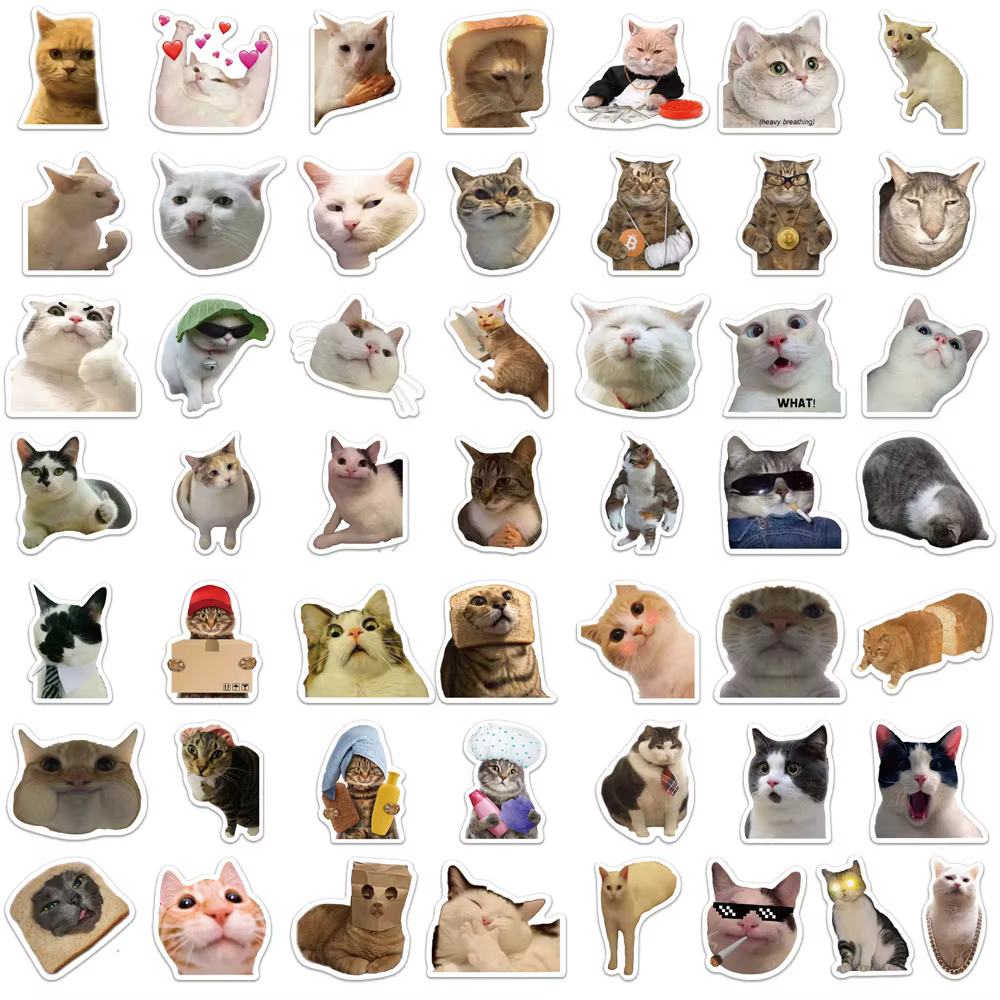 Pegatinas de pesca MEME - animales divertidos