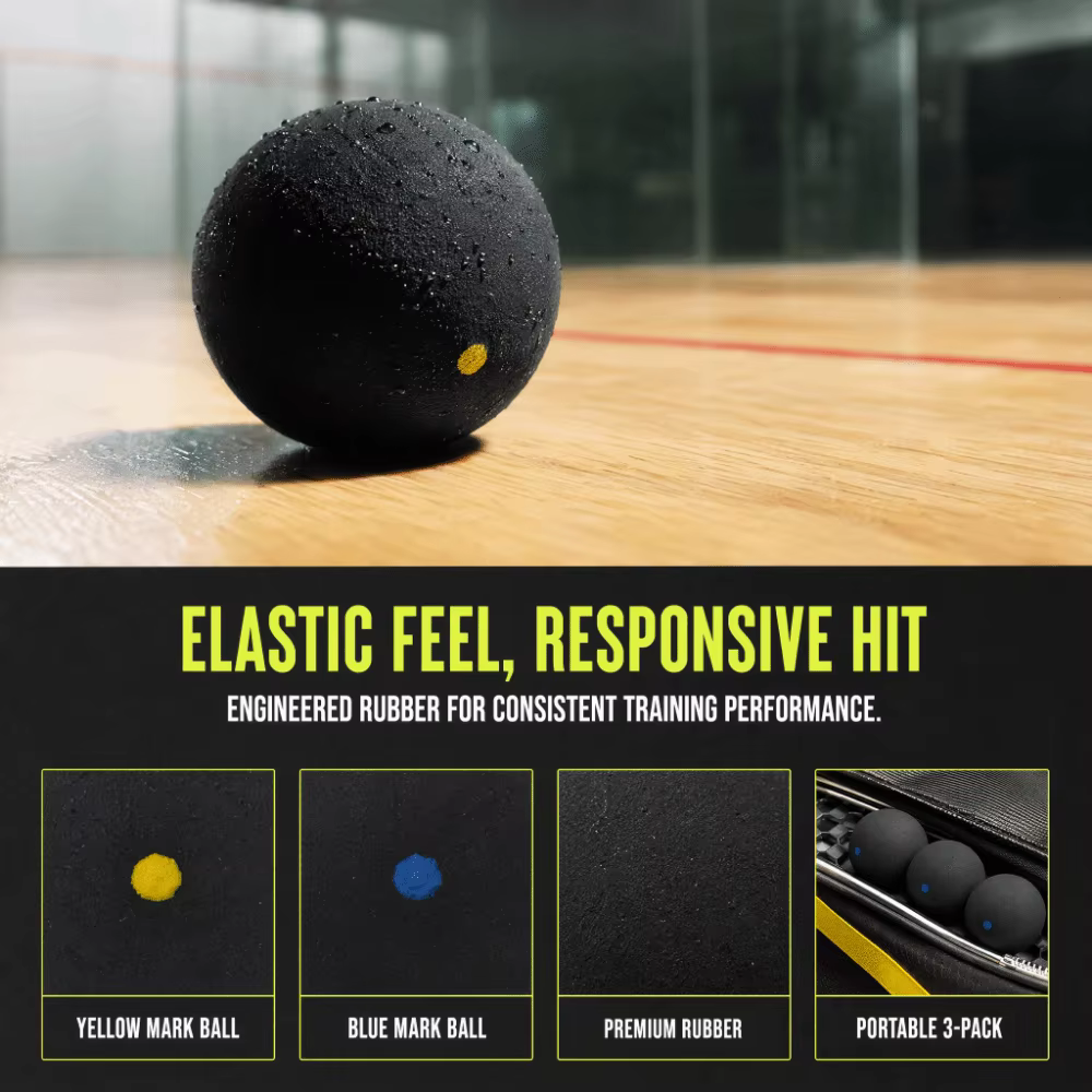 Pelotas de squash de baja velocidad con punto amarillo para entrenar - imagen 2