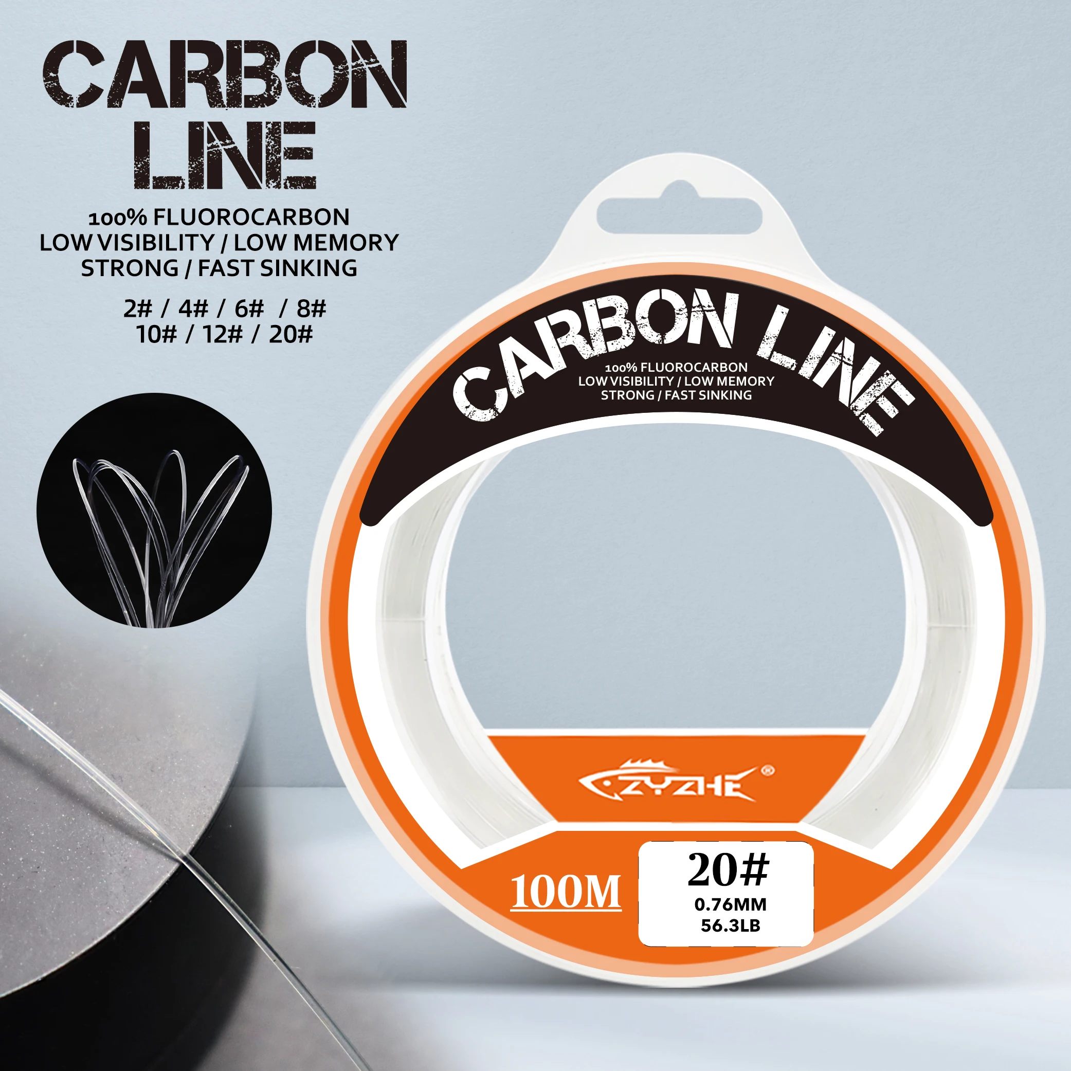 Línea transparente de fluorocarbono para pesca
