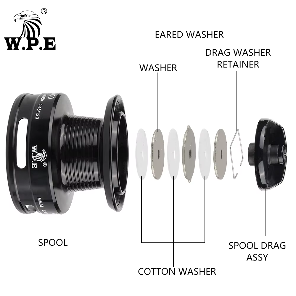 W.P.E NL Carrete de spinning para carpa 5+1 rodamientos, todo metal - imagen 4