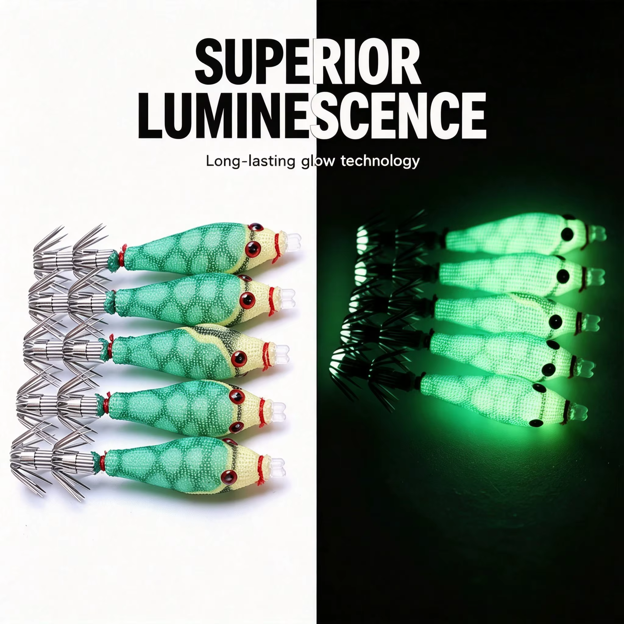 Señuelo Calamar Luminoso con Anzuelos Acero Inoxidable - imagen 4