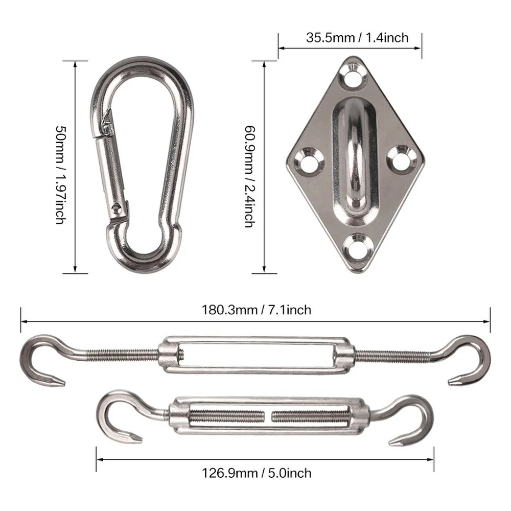 Herrajes inoxidable 304 para parasol de pesca – kit instalación fijo - imagen 5