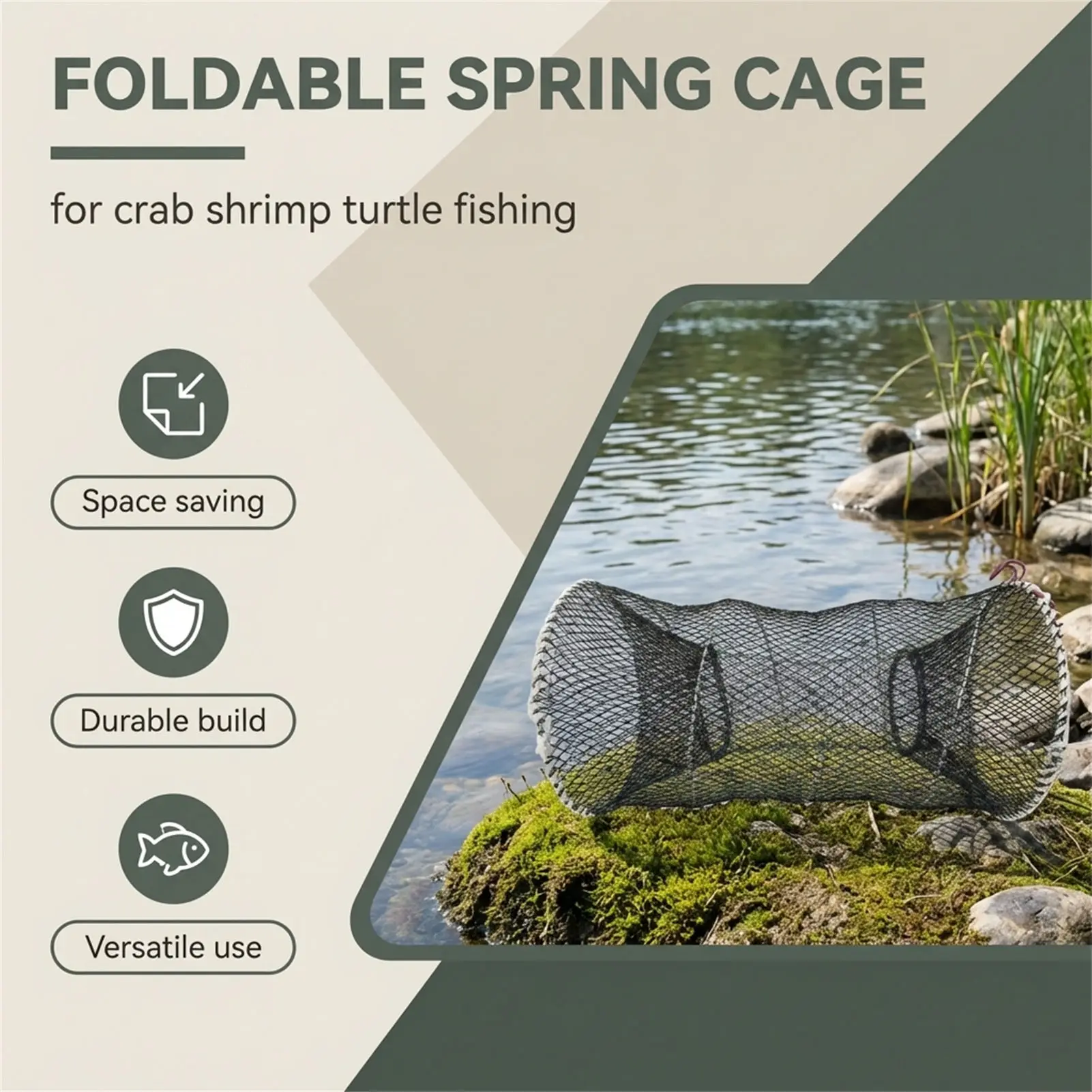 Trampa plegable de alambre y nailon para cangrejos y camarones - imagen 3