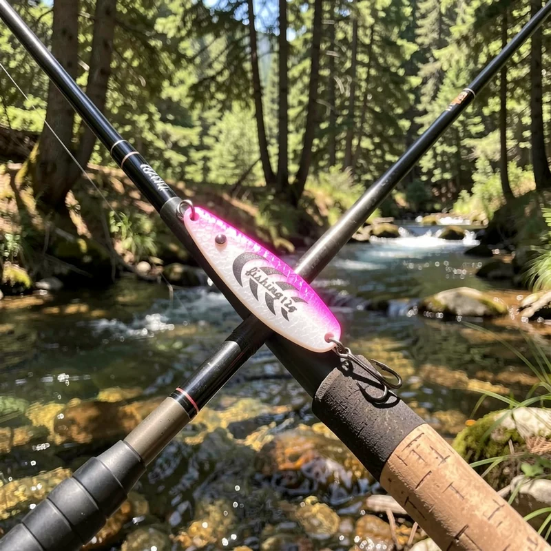 Cuchara metálica arcoíris rosa con gancho triple para lucioperca - imagen 5