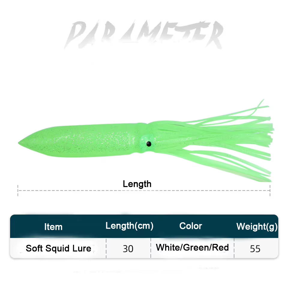 Señuelo Pulpo Luminoso 30cm – Goma suave curricán agua salada atún - imagen 3