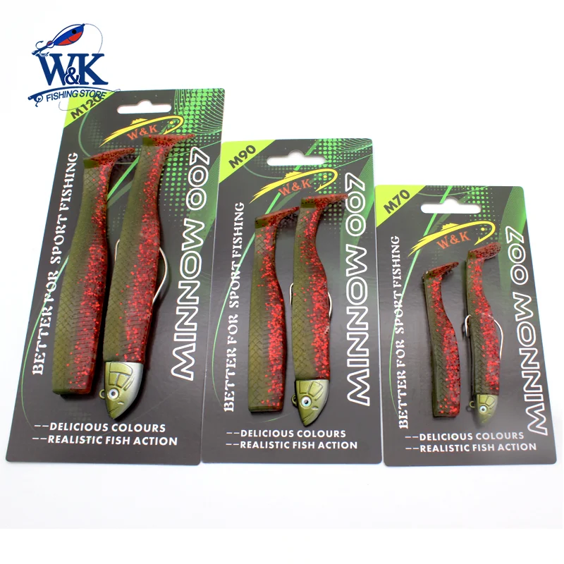 Senuelos de agua salada con jig head 14 g, gusano 1/0, vinilo 9 cm - imagen 2