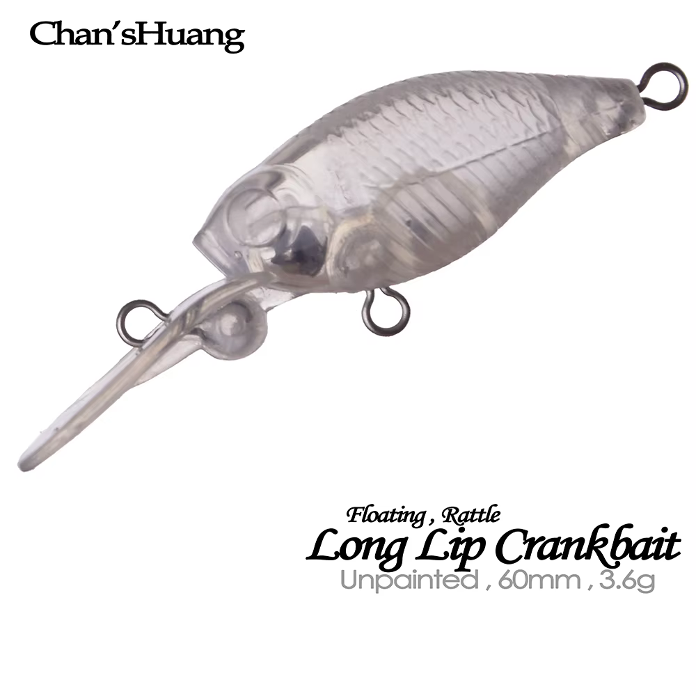 Chan'sHuang Crankbait flotante con sonajero blanco sin pintar