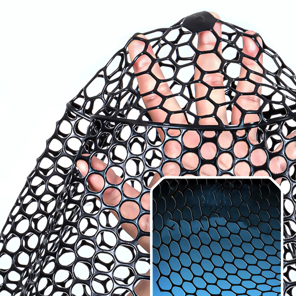 Sacadera plegable de mango largo con malla de goma para peces grandes - imagen 5