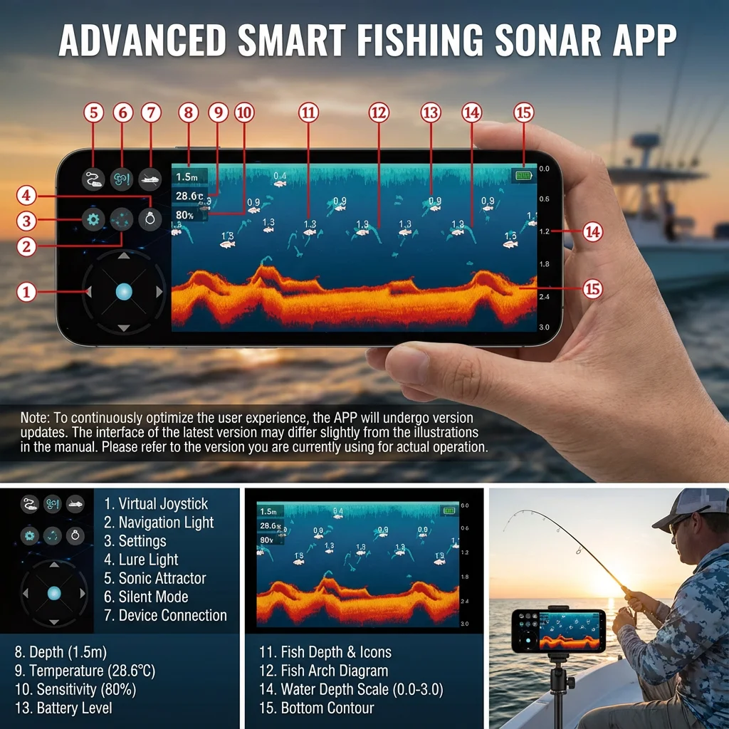 Buscador de peces WiFi con sonda y control remoto para pesca