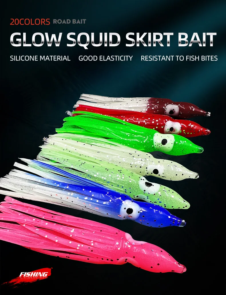 Cola tipo hoochie luminosa para pesca de calamar
