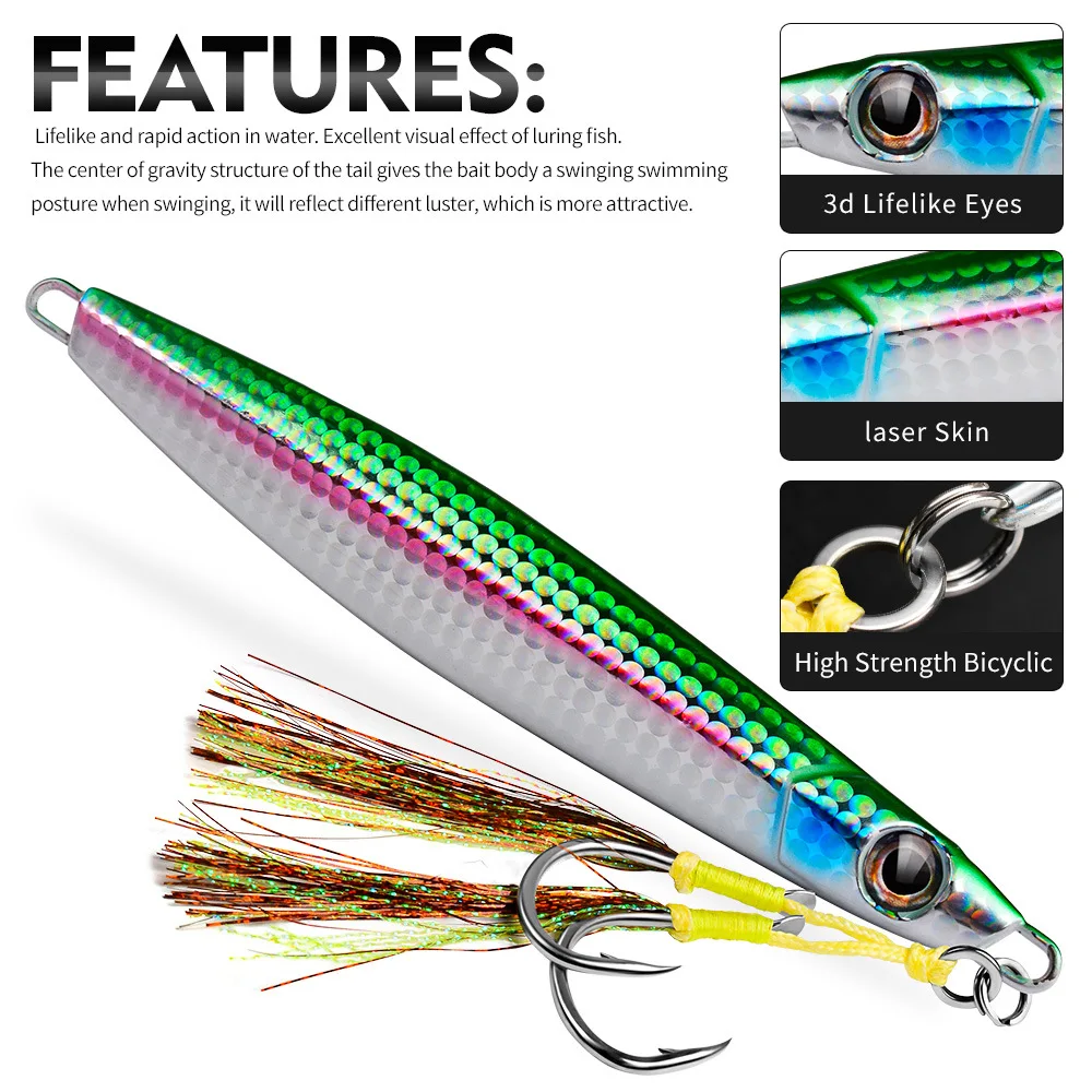 Señuelo cuchara para jigging lento con anzuelo triple – Lubina